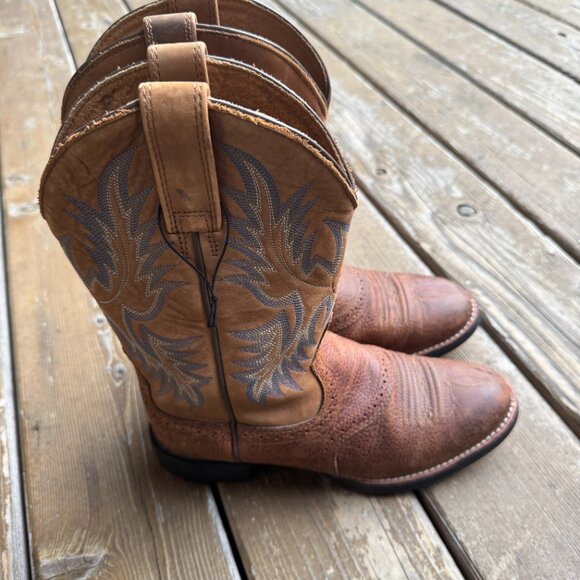 Ariat Heritage Stockman Brown and Tan Round Toe Stockman Cowboy Boot - Men's 7D - Picture 6 of 15